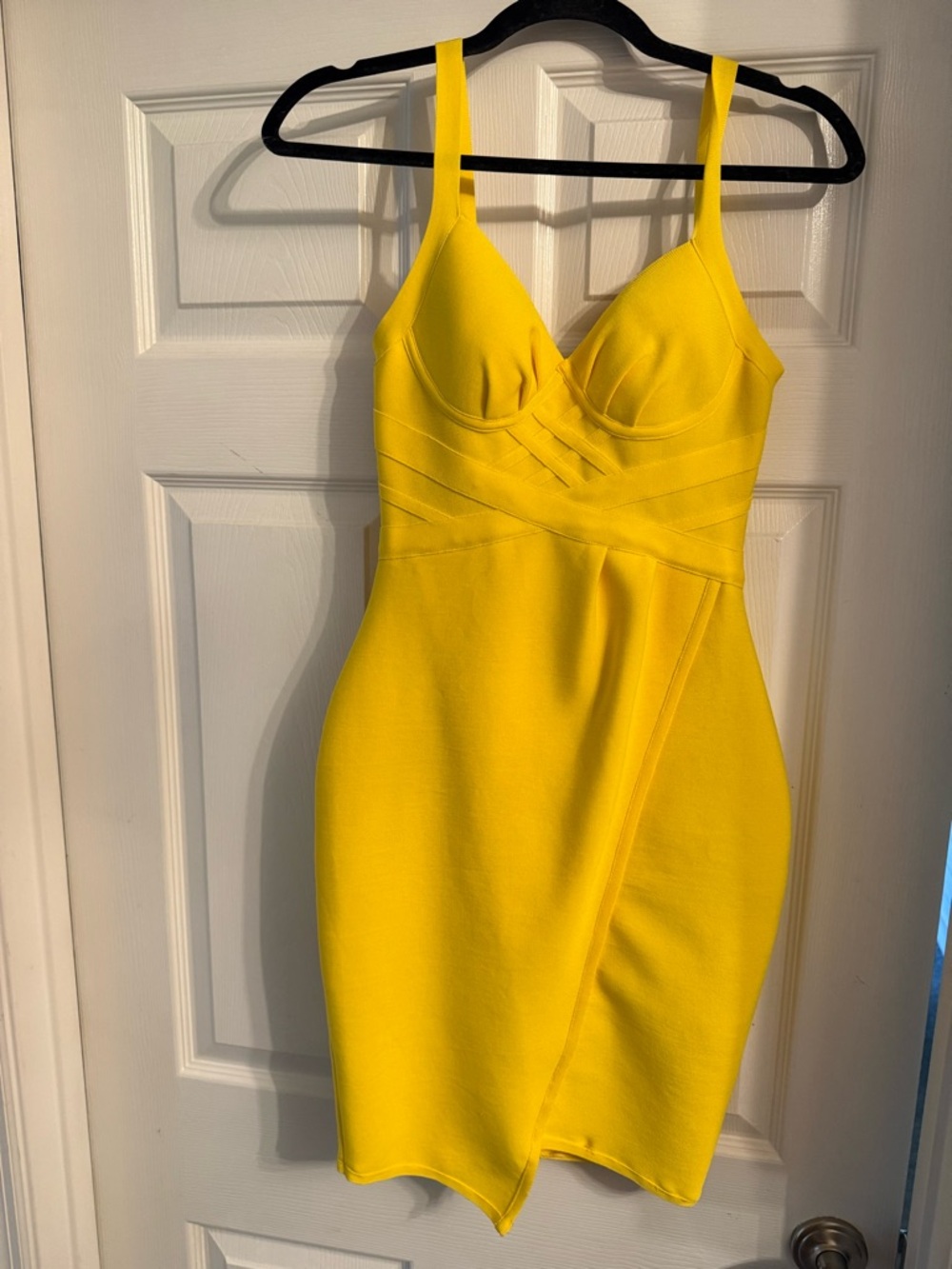 Fashion Nova Vibrant Yellow Midi Bodycon Dress